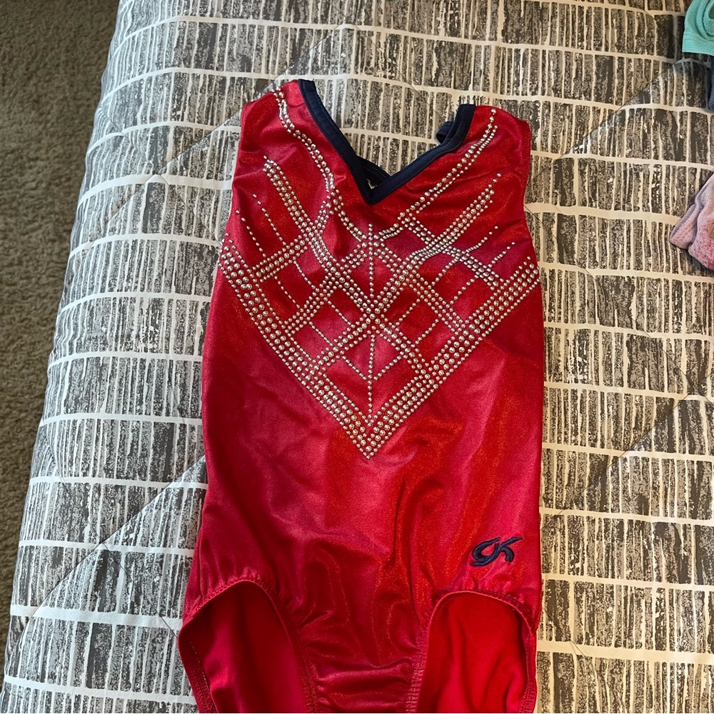 Beautiful red and navy GK leotard